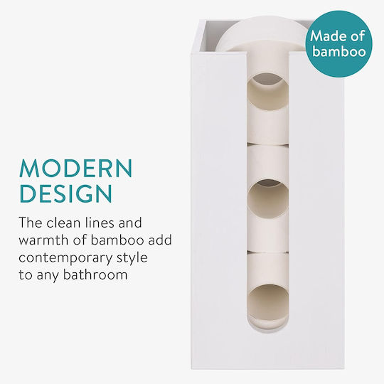 Navaris Floor Paper Holder Wooden White