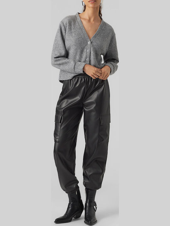 Damen Stoff Cargo Hose Schwarz