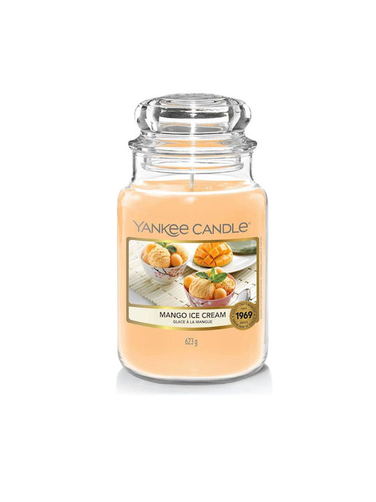 Yankee Candle Scented Candle Jar with Scent Mango Ice Cream Orange 623gr 1pcs