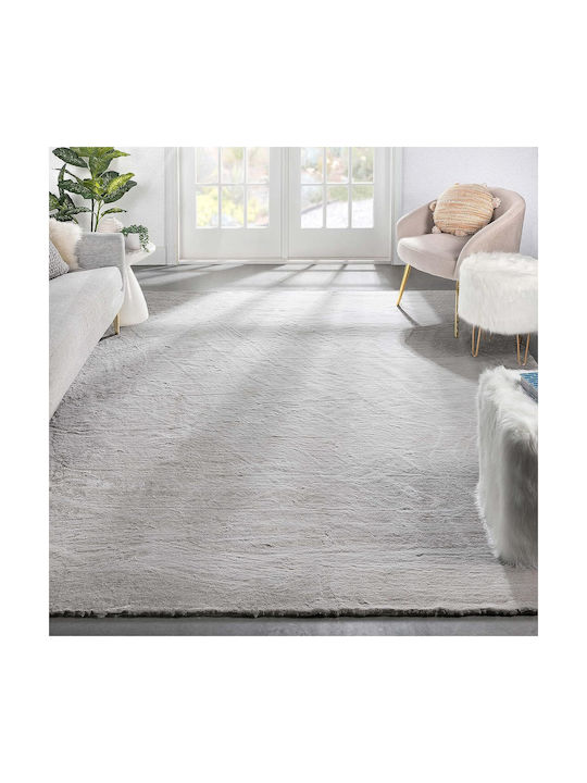 Saray Home Solid Αντιολισθητικό Χαλί Ορθογώνιο Shaggy Γούνινο Γκρι 160x220cm