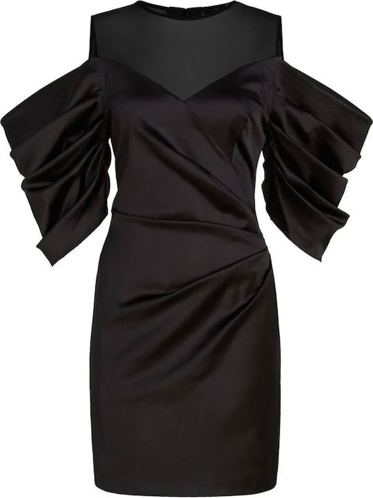 Mini Abendkleid mit Transparenz Schwarz