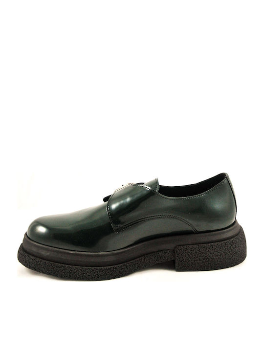 Leather Women's Moccasins in Green Color