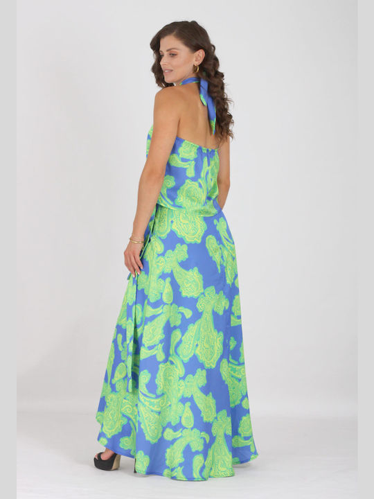 On Line Set with Maxi Skirt in Green color