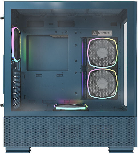Montech Sky Two Gaming Middle Tower Carcasă Calculator cu Fereastră Laterală și Iluminare RGB Albastru