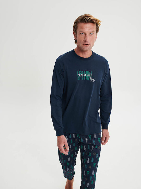 Vamp Men's Winter Cotton Pajamas Set Green