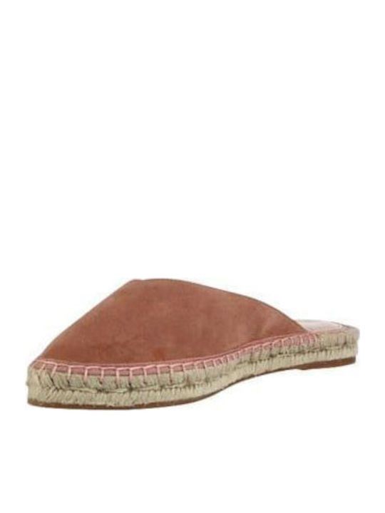 Flat Suede Mules in Tabac Brown Color