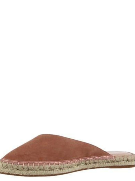 Flat Suede Mules in Tabac Brown Color