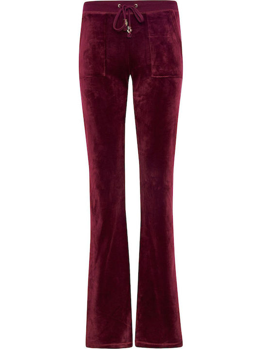 Sweatpants Flared Velvet Red
