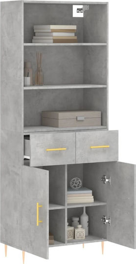 Bibliotecă Gri 69,5x34x180 cm