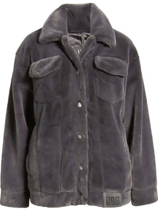 Frankie Faux Fur Trucker Jacket Women's Short Fur Black