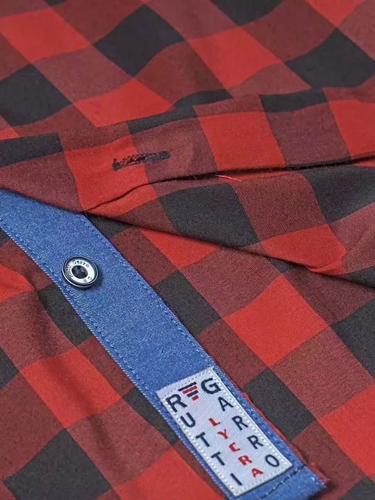 Kids Checked Shirt Long Sleeve Red