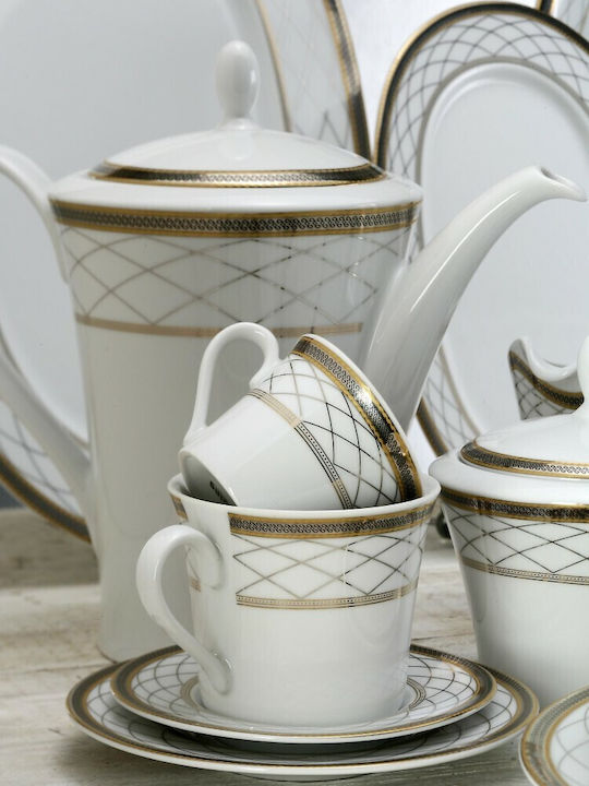 Έμφαση Tea Set with Cup Porcelain in White Color 27pcs