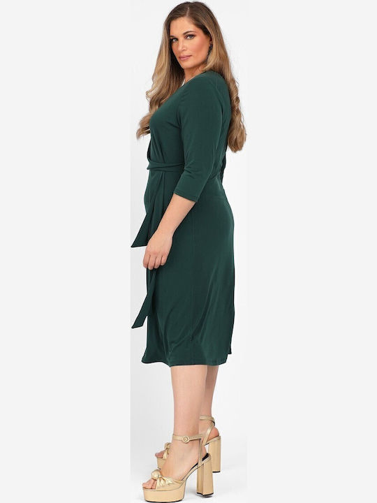 Midi Dress for Wedding and Christening Drape Green