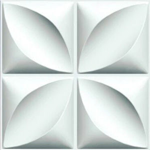 3D Стенен Панел От PVC Флорален Бял 50x50см