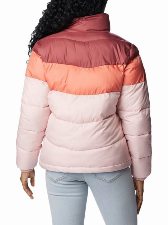 Columbia Blocked Women's Short Puffer Jacket for Winter Pink