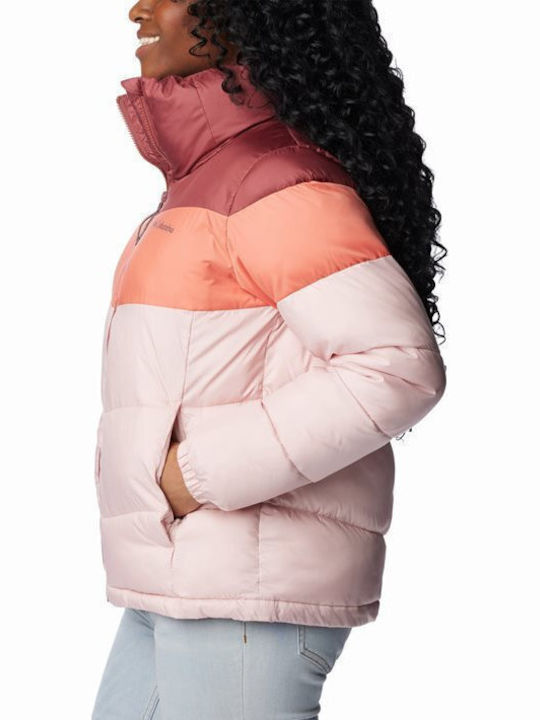Blocked Kurz Damen Puffer Jacke für Winter Rosa