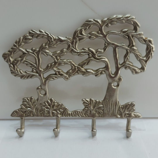 Wandhalterung Metall 4 Haken Gold 16x13cm