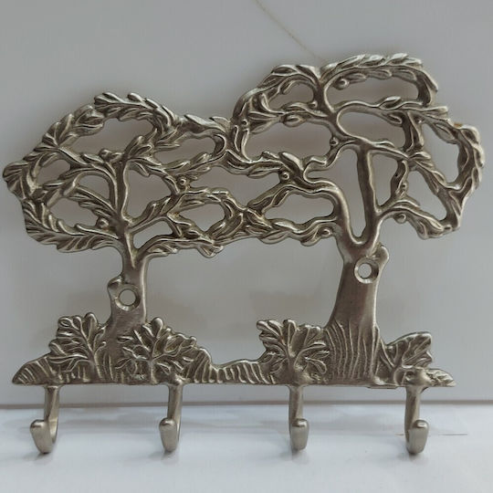 Wandhalterung Metall 4 Haken Gold 16x13cm