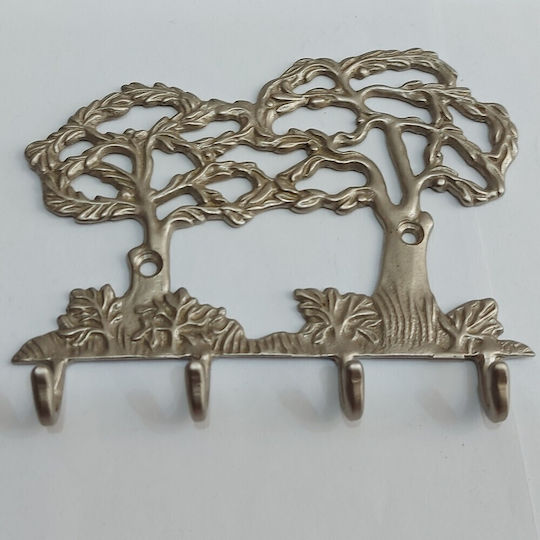 Wandhalterung Metall 4 Haken Gold 16x13cm