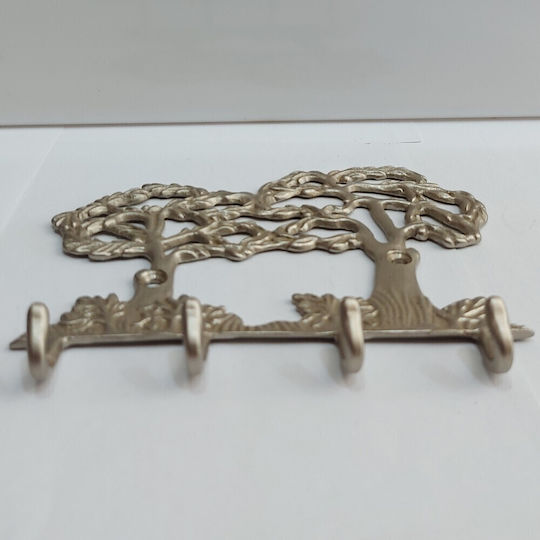 Wandhalterung Metall 4 Haken Gold 16x13cm