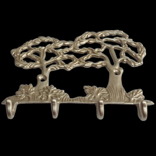 Wandhalterung Metall 4 Haken Gold 16x13cm