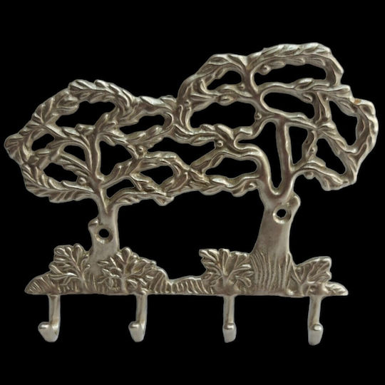 Wandhalterung Metall 4 Haken Gold 16x13cm