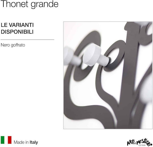 Arti E Mestieri Κρεμάστρα Τοίχου Thonet Μεταλλική 7 Θέσεων Μαύρη 180cm