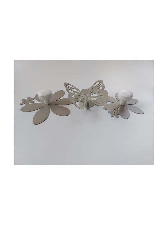 Arti E Mestieri Wall Hanger Sfarfalle Metal 2 Hooks Silver 44x6.5x24cm
