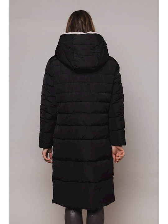 Women's Long Puffer Jacket for Winter Black