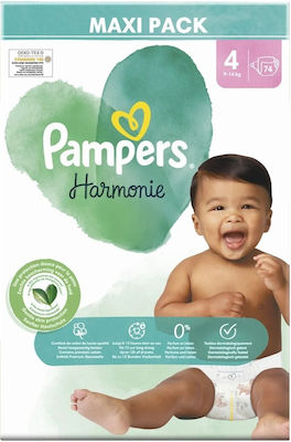 Pampers Harmonie Harmonie Scutece cu bandă adezivă Nr. 4 pentru 9-14 kgkg 74buc