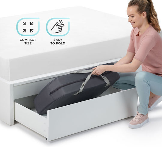 Kinderkraft Movi Παρκοκρέβατο 2 Επιπέδων με Στρώμα Grey-Pink 93.5x55.5cm