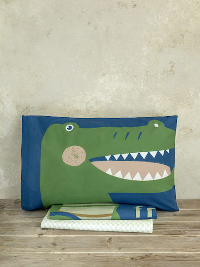 Nima Σετ Μονά Crocodile Μπλε 170x255cm Nima Σετ Μονά Crocodile Μπλε 170x255cm