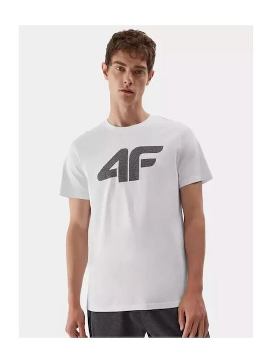 4F T-shirt Bărbătesc cu Mânecă Scurtă Alb