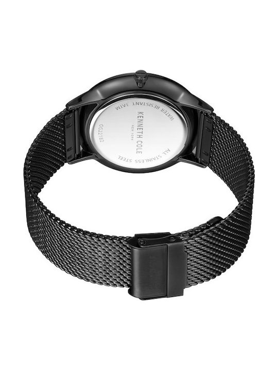 Kenneth Cole Gents Ανδρικό Ρολόι 42mm Μπαταρίας με Μαύρο Μεταλλικό Μπρασελέ