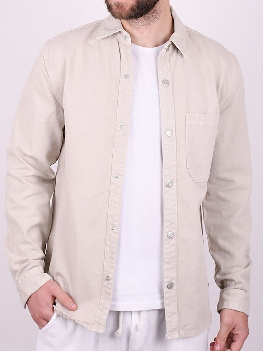 Always Jeans Herrenhemd Overshirt Langärmelig Jeans Beige