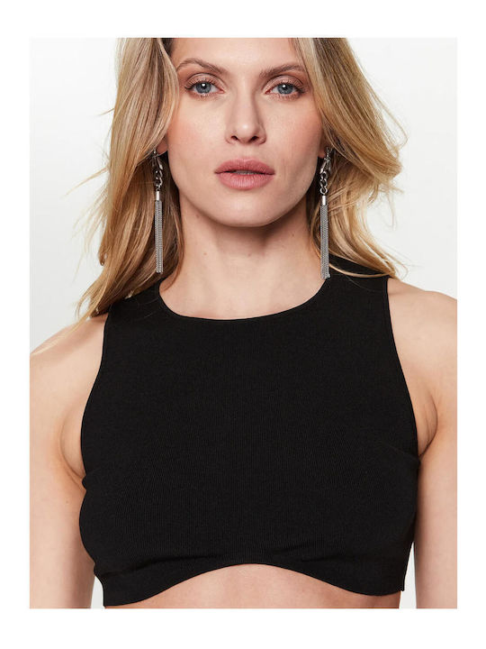 Γυναικείο Crop Top Αμάνικο Καλοκαιρινό Μαύρο