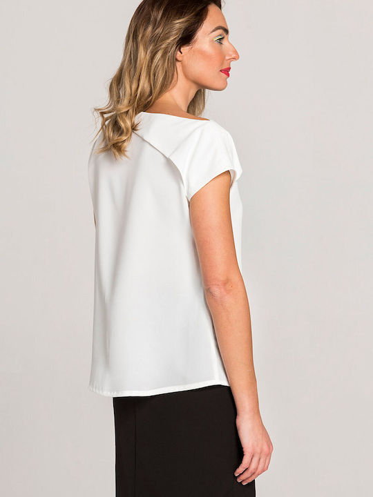 Matis Fashion Women's Summer Blouse Short Sleeve Beige