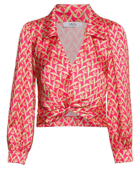 Women's Summer Crop Top with 3/4 Sleeve Fuchsia