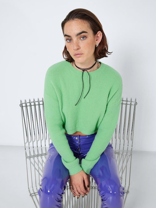Damen Langarm Kurz Pullover Grün