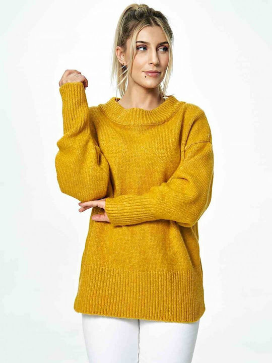 Figl Women's Long Sleeve Sweater Turtleneck Yellow