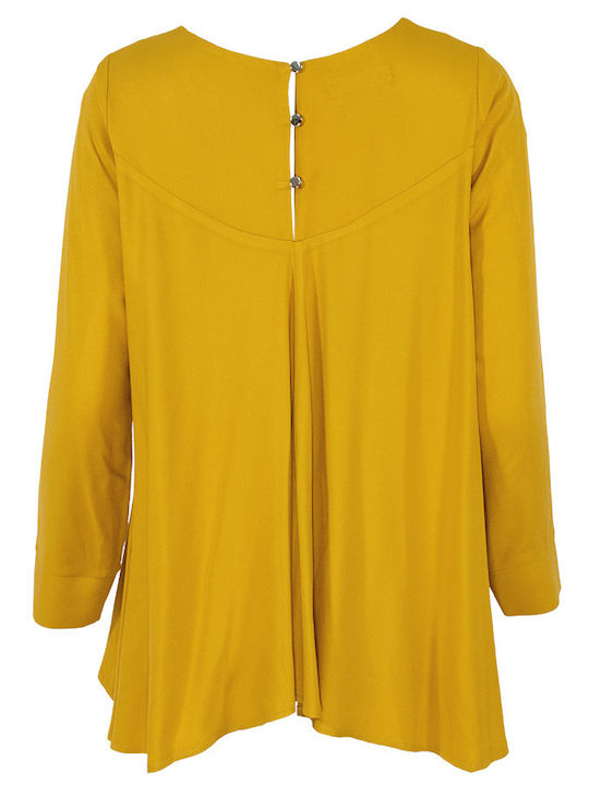 Damen Bluse Langärmelig Gelb