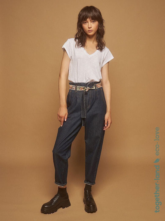 High Waist Women's Jean Trousers in Paperbag Fit