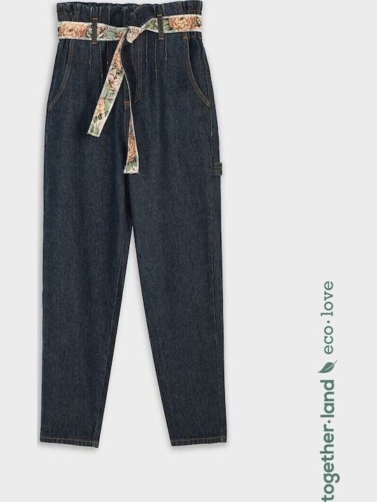 High Waist Women's Jean Trousers in Paperbag Fit