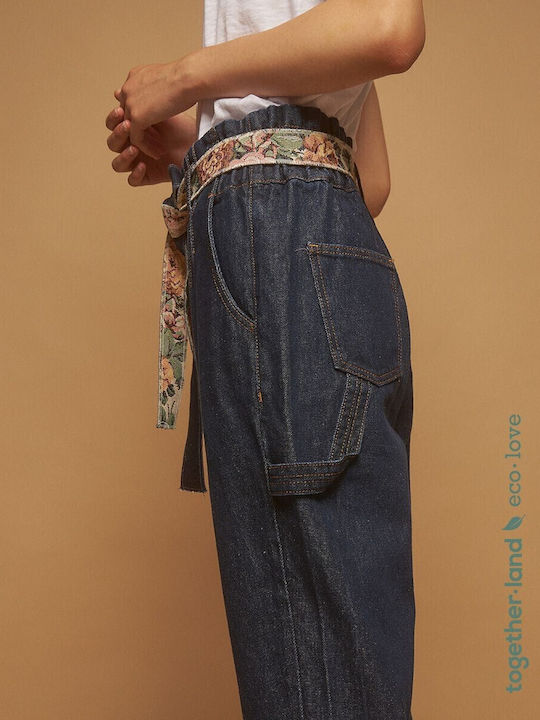 High Waist Women's Jean Trousers in Paperbag Fit