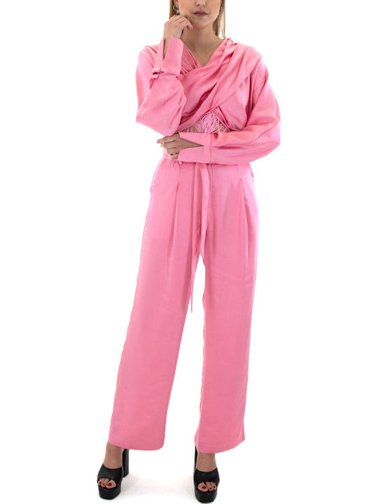 Pants Women C.manolo Γυναικεία Παντελόνα Ροζ