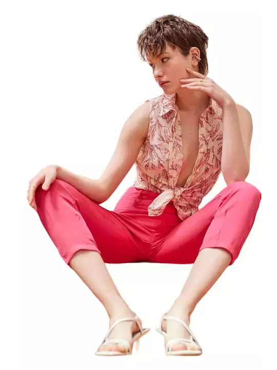 Cento Fashion Γυναικείο Chino Παντελόνι σε Κανονική Εφαρμογή Φούξια