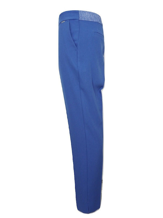 Lui E Lei Women's High-waisted Fabric Trousers Blue