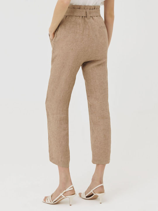 Marella Women's Linen Trousers Beige