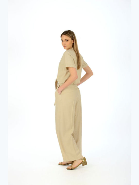 Paranoia Damen Leinen Hose Beige