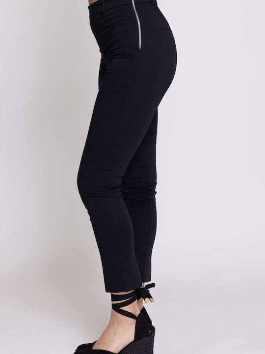 Twenty 29 Women's High-waisted Fabric Trousers in Skinny Fit Black